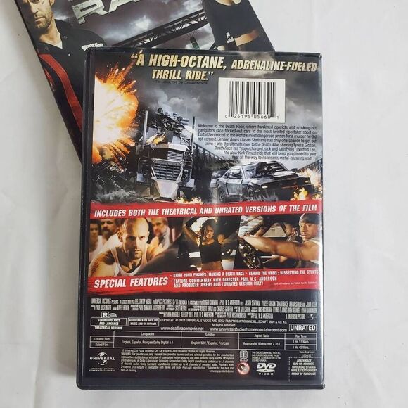 Death Race DVD Unrated Edition Jason Statham Tyrese Gibson Joan Allen Universal - Picture 3 of 3